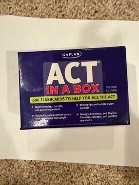 Kaplan ACT In A Box Flashcards - Navy with Red and Yellow Accents